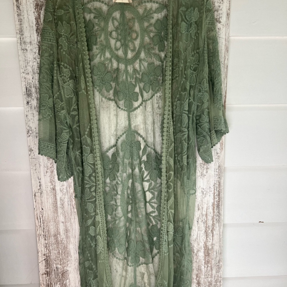 Altar'd State Green Lace Curtains & Drapes